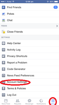 how to remotely log out of facebook - iphone account settings