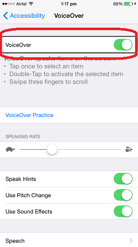 Disable VoiceOver in iPhone/iPad