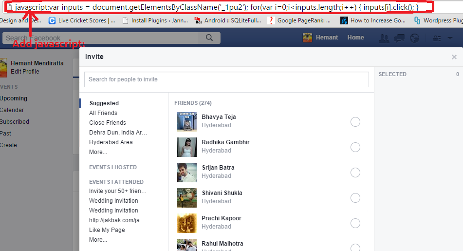 Invite all friends to Event in Facebook at once