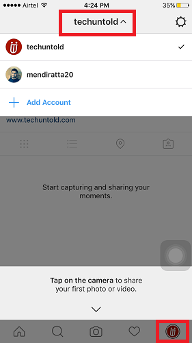 Switch between multiple Instagram accounts