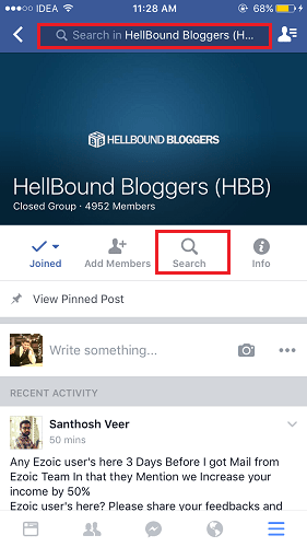 Find Specific post on Facebook Group on App