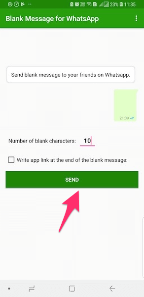 Send Blank Message on WhatsApp