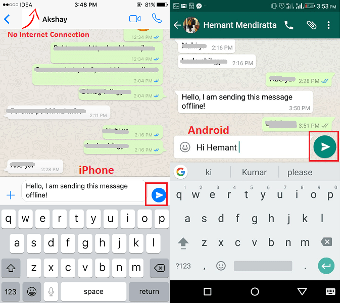 Offline WhatsApp Messaging iOS and Android