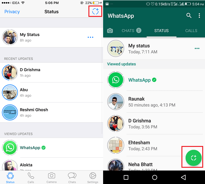 Add multiple WhatsApp Status Updates