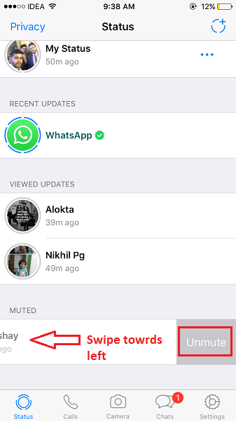 Unmute WhatsApp status update