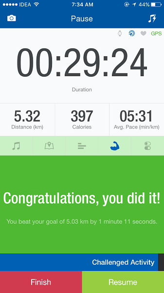 Challenge Won on Runtastic App