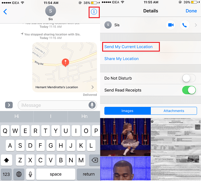 Share Location on iPhone using iMessage