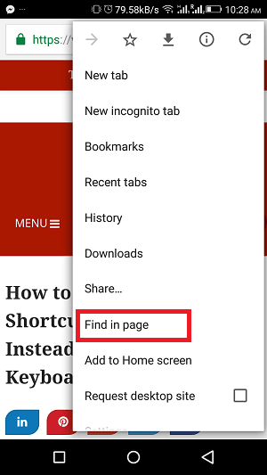 search for a specific text in a page using chrome or firefox on Android phone - find in page