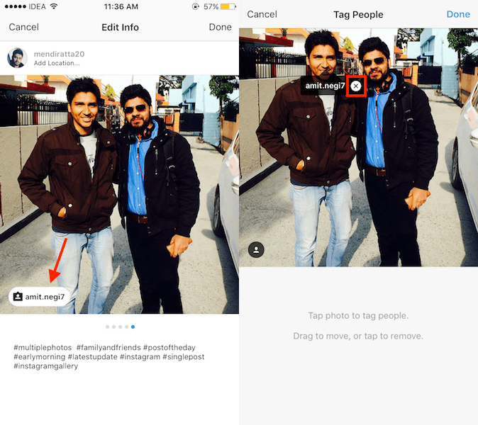 Remove tags from Instagram Gallery posts after uploading