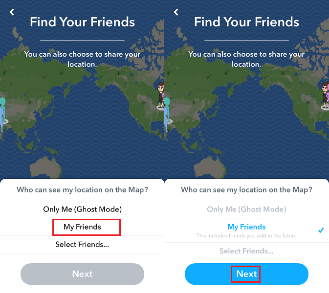 Share your location with friends on Snap Map