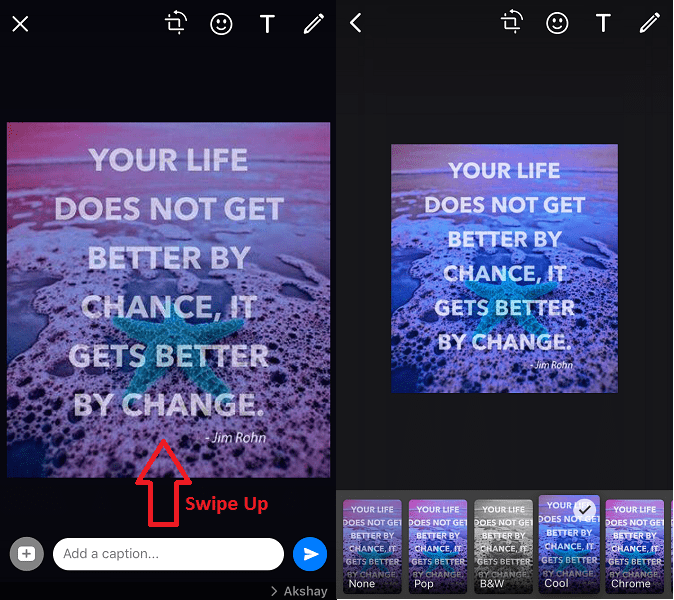 WhatsApp photo, video and GIF filters