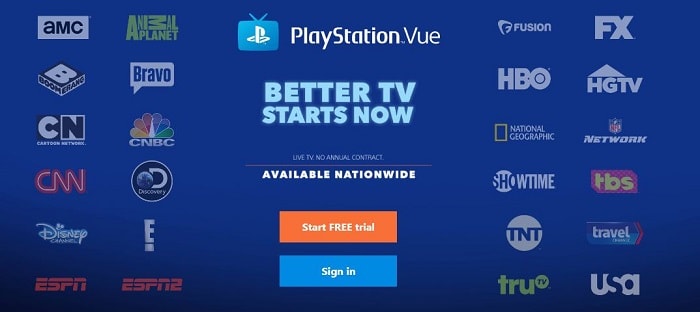 live tv streaming sites - Play station vue