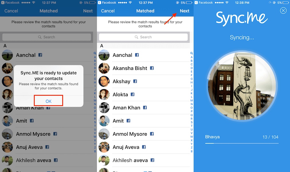 Sync Facebook profile pictures with contacts on iPhone and Android