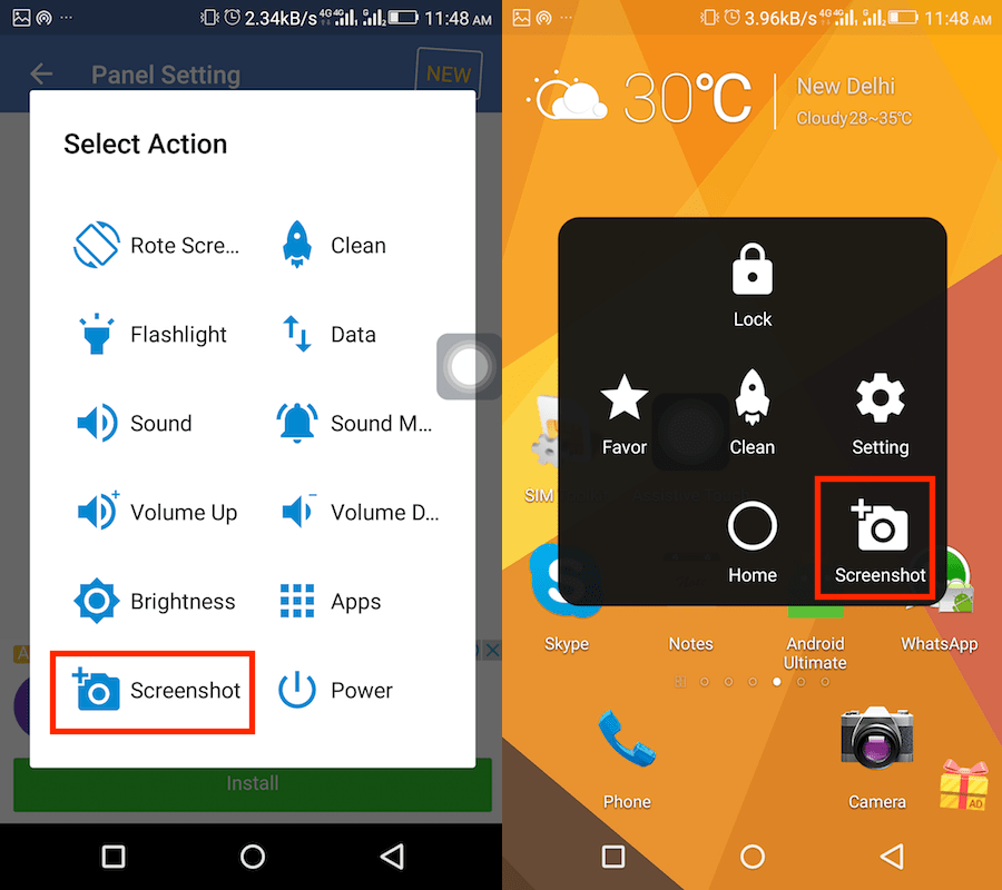 Take Screenshot without power and volume buttons on Android
