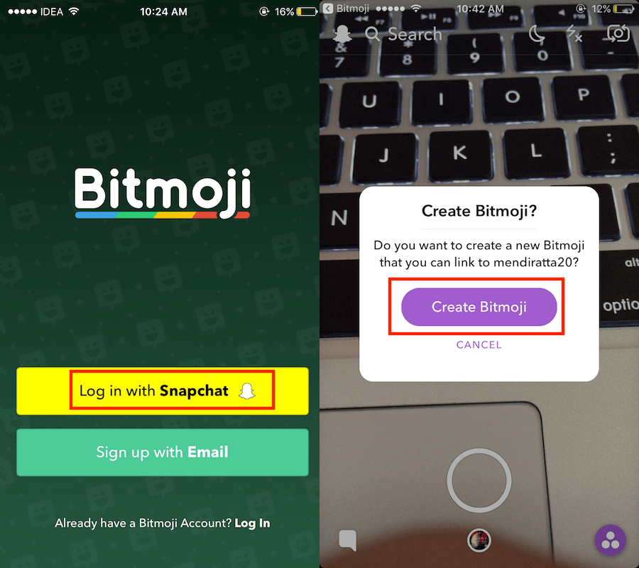 Link Bitmoji with Snapchat