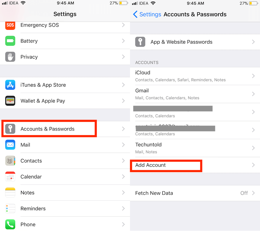 Add Email account in iOS 11