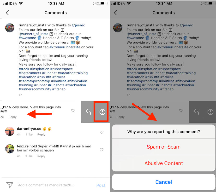 Report Offensive Comments on Instagram
