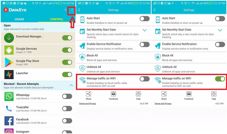 disable apps from using wifi data