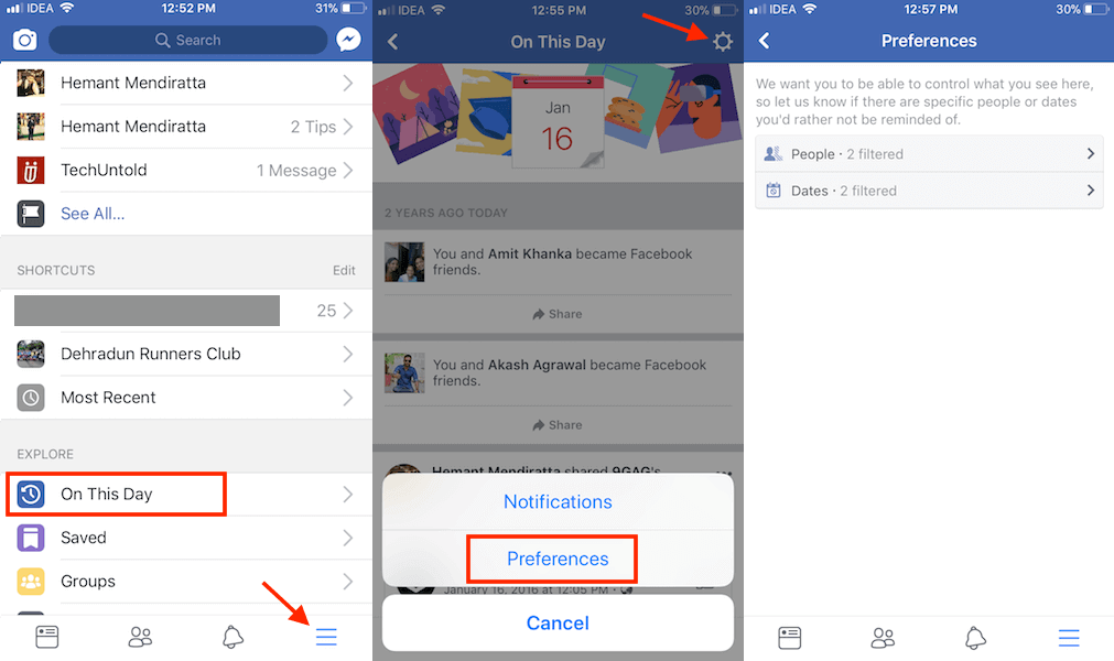 Filter Facebook memories using app
