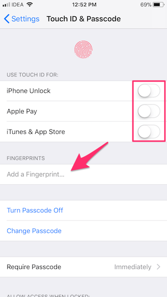 Unable to activate Touch ID on this iPhone