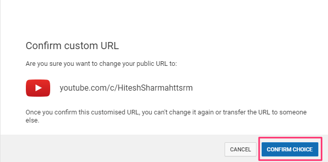 Confirm Custom URL
