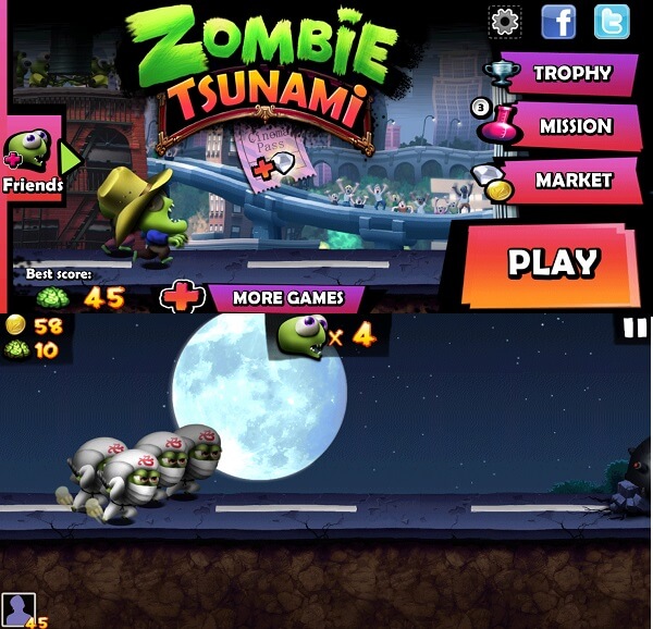 Zombie Tsunami app for Android and iPhone