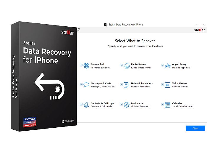Stellar Data Recovery for iphone welcome screen
