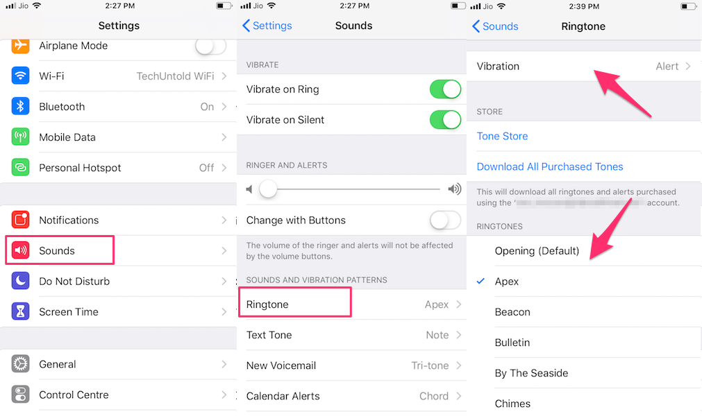 Change default ringtone and vibration for all contacts on iPhone