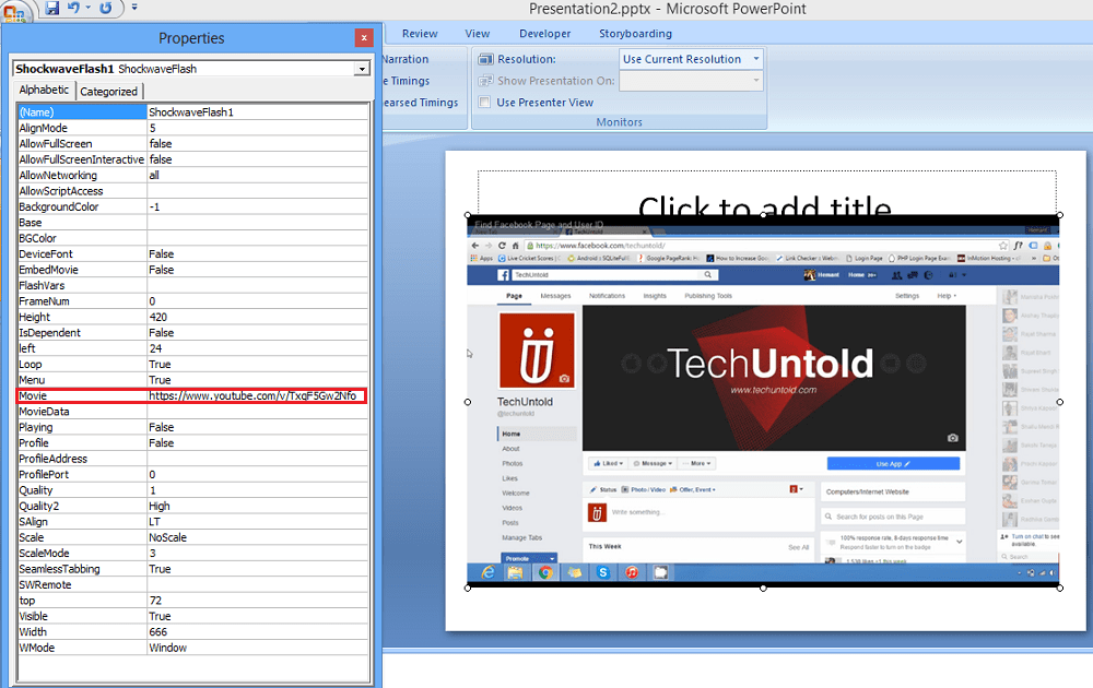 Embed YouTube video in Powerpoint and word