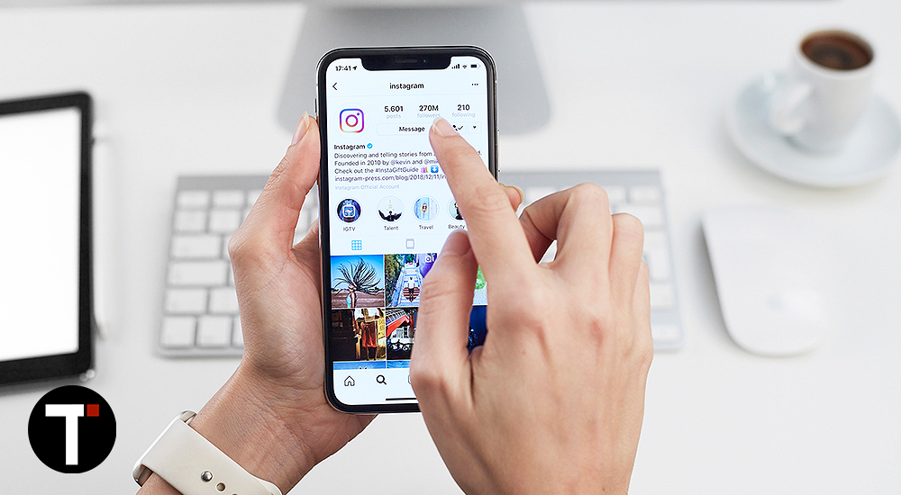 Browsing Instagram app on an iPhone device