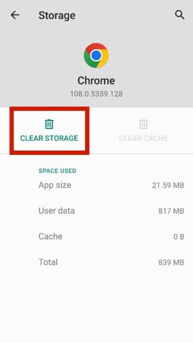 Clear storage option to delete all data including cache