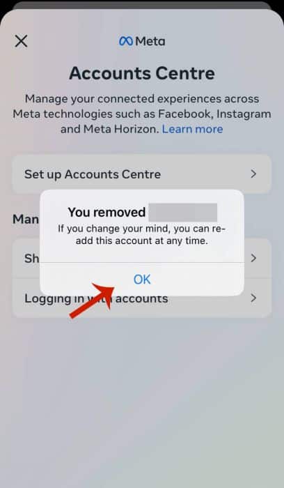 Selected account removed
