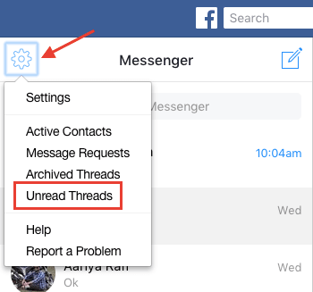 View only unread messages on Facebook messenger