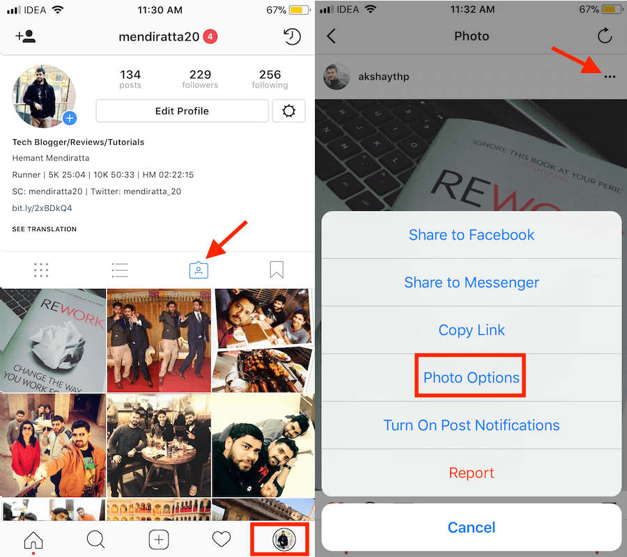 Hide Tagged Photos on Instagram