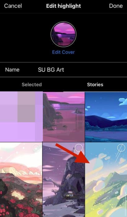 Stories selection option