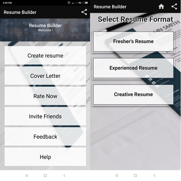 Free resume builder- best resume builder app for android