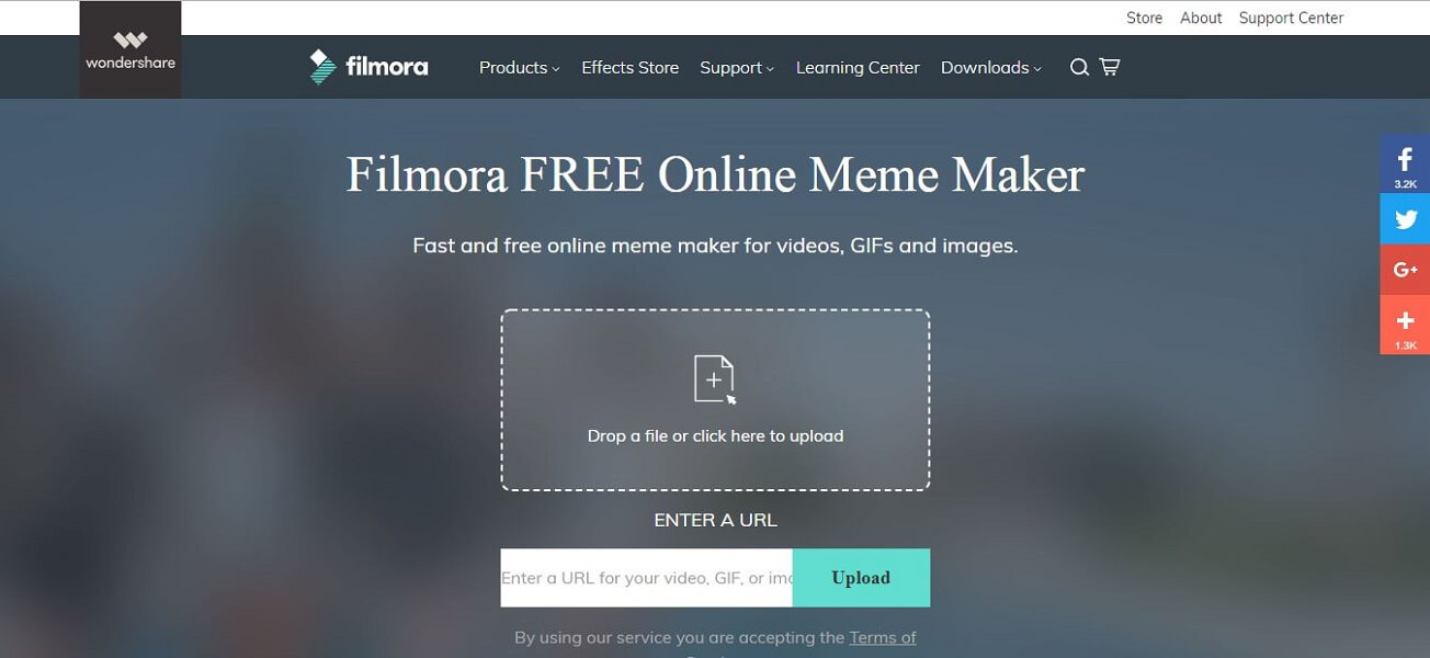 Filmora Meme Maker Homepage