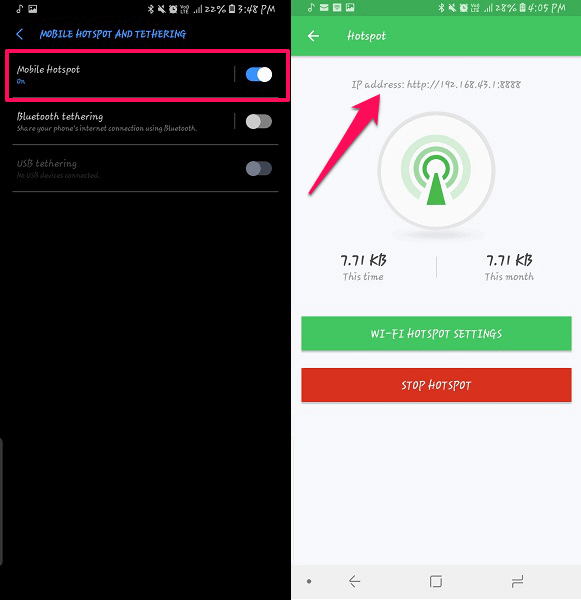 enable hotspot Android