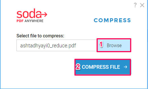 Compress PDF file size - select file