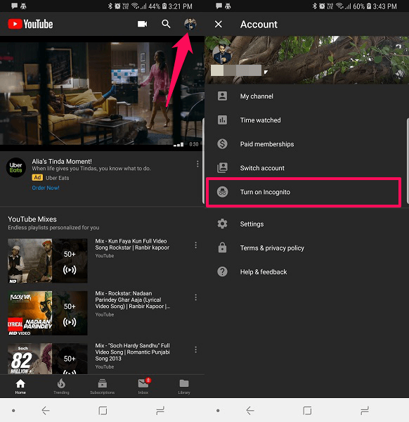 How To Go Incognito In YouTube