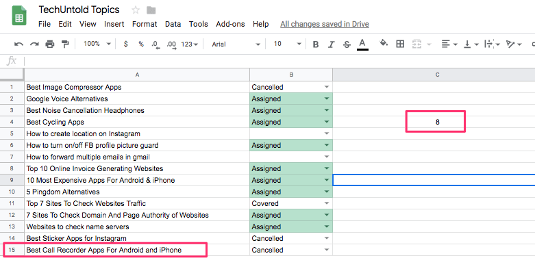 Word Count in Google Sheets
