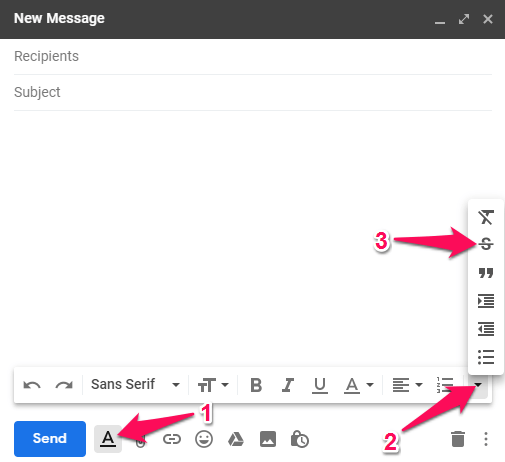 use strikethrough text in gmail