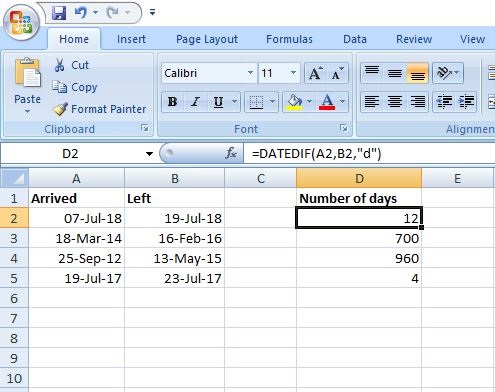 DATEDIF Function - Count Days or Months between dates in excel
