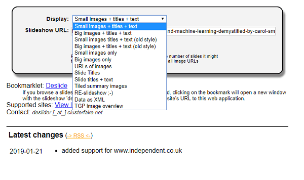 Display website format