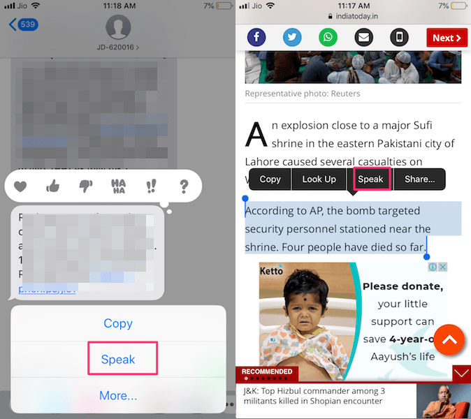 Get siri to read text messages and web pages