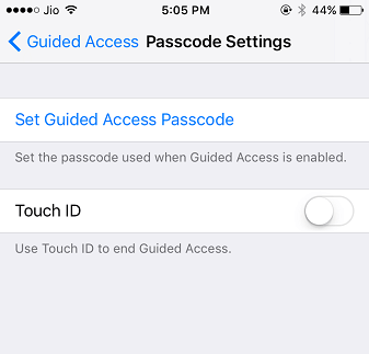Set guided access passcode