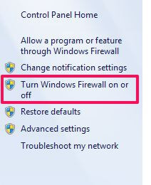 Windows firewall Settings