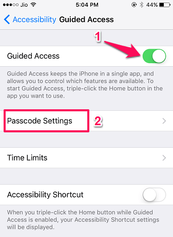 enable guided access on iPhone