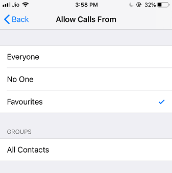 Allow calls from certain contacts while DND is active on iOS