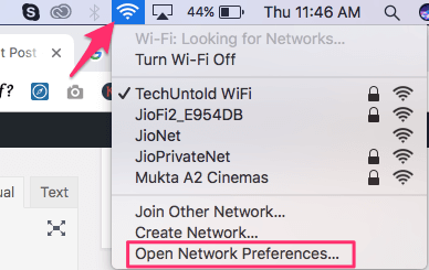 Open Network Preferences on Mac